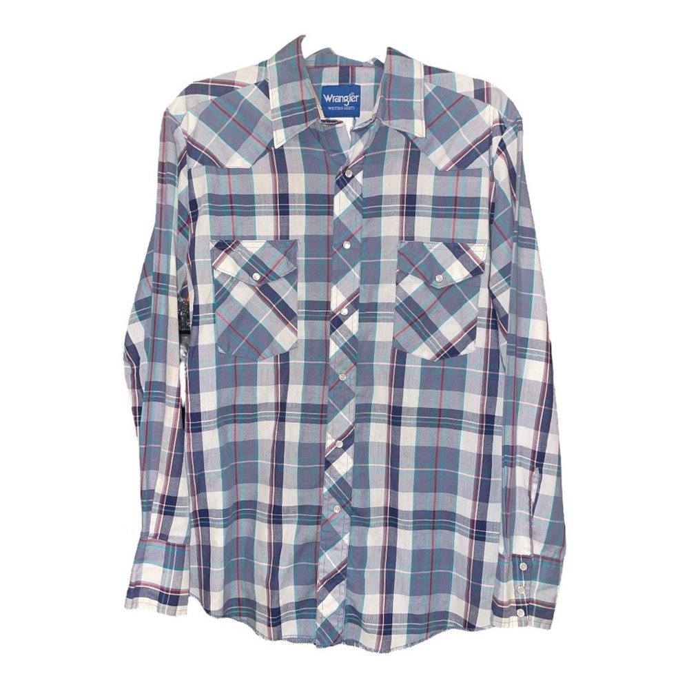 Wrangler Vintage Plaid Western Shirt w/ Pearl Snaps Front Pockets  A5